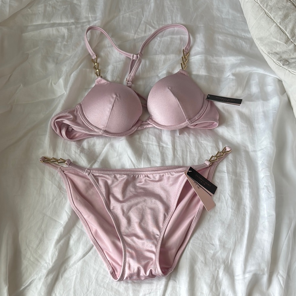 VS push up bikini set with gold metal hardware